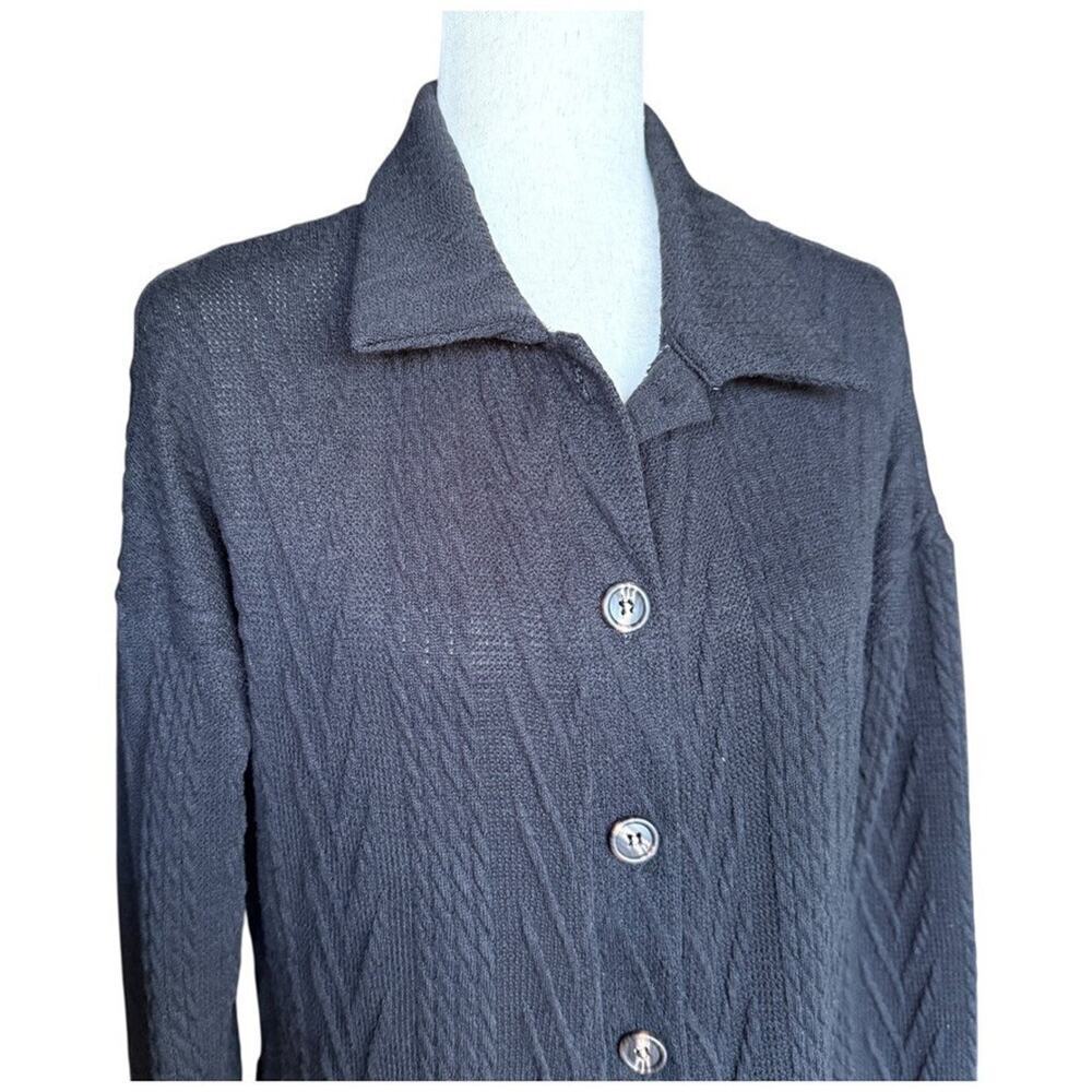 Heimish Black Full Size Button Down Shacket Cardigan Button Knit Shirt Size S - Picture 2 of 9